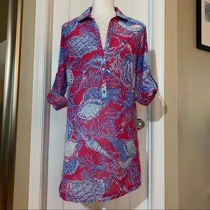 Talbots magenta/blue/white swim coverup size XS